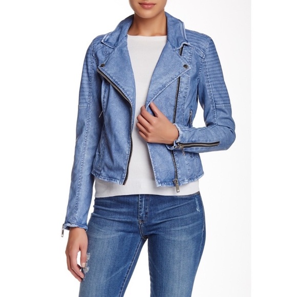 Blank NYC Jackets & Blazers - Sale! Blank NYC denim blue pleather jacket